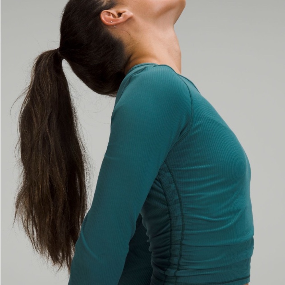 Lululemon All It Takes Ribbed Long Sleeve. Green Jasper size 4